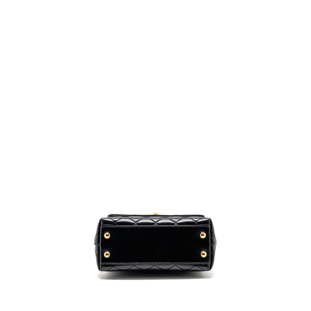 CHANEL METAL TOP HANDLE COCO HANDLE MINI SHINY CALFSKIN BLACK GHW (MICROCHIP)