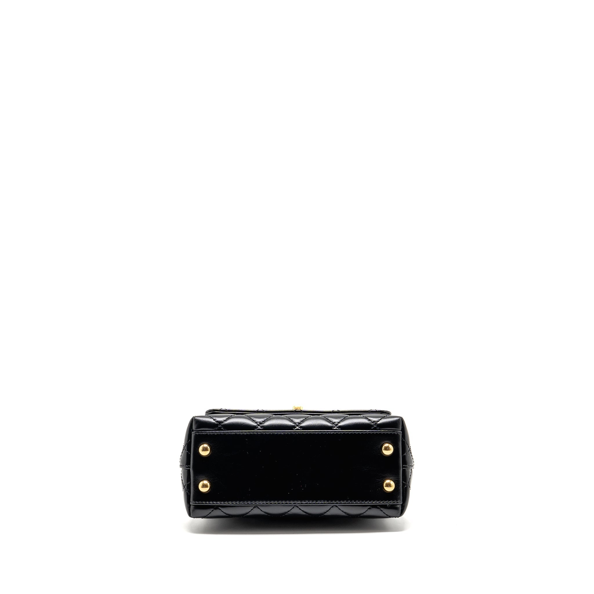 CHANEL METAL TOP HANDLE COCO HANDLE MINI SHINY CALFSKIN BLACK GHW (MICROCHIP)
