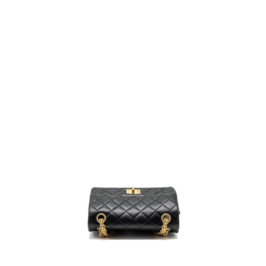 CHANEL MINI 2.55 REISSUE AGED CALFSKIN BLACK BRUSHED GHW(MICROCHIP)