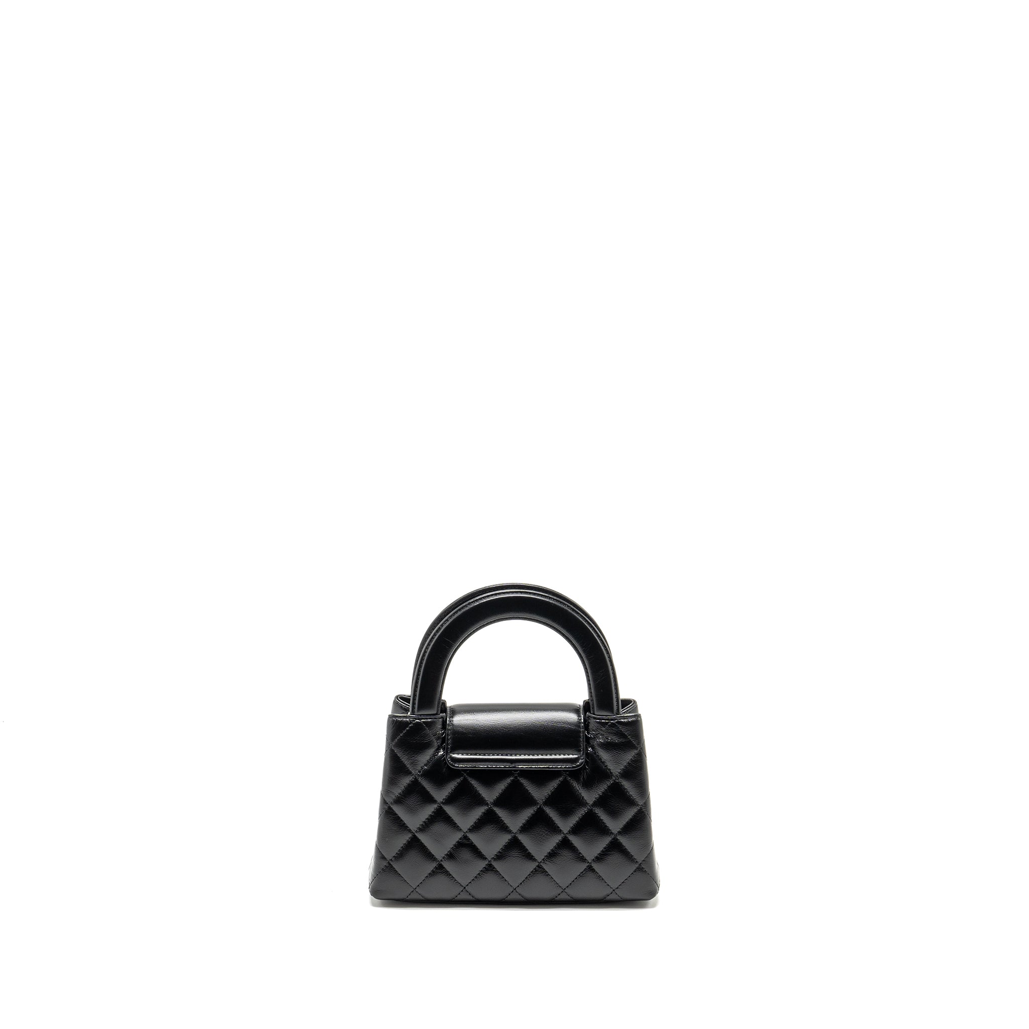 CHANEL MINI KELLY SHOPPING TOTE BAG CALFSKIN BLACK GHW (MICROCHIP)