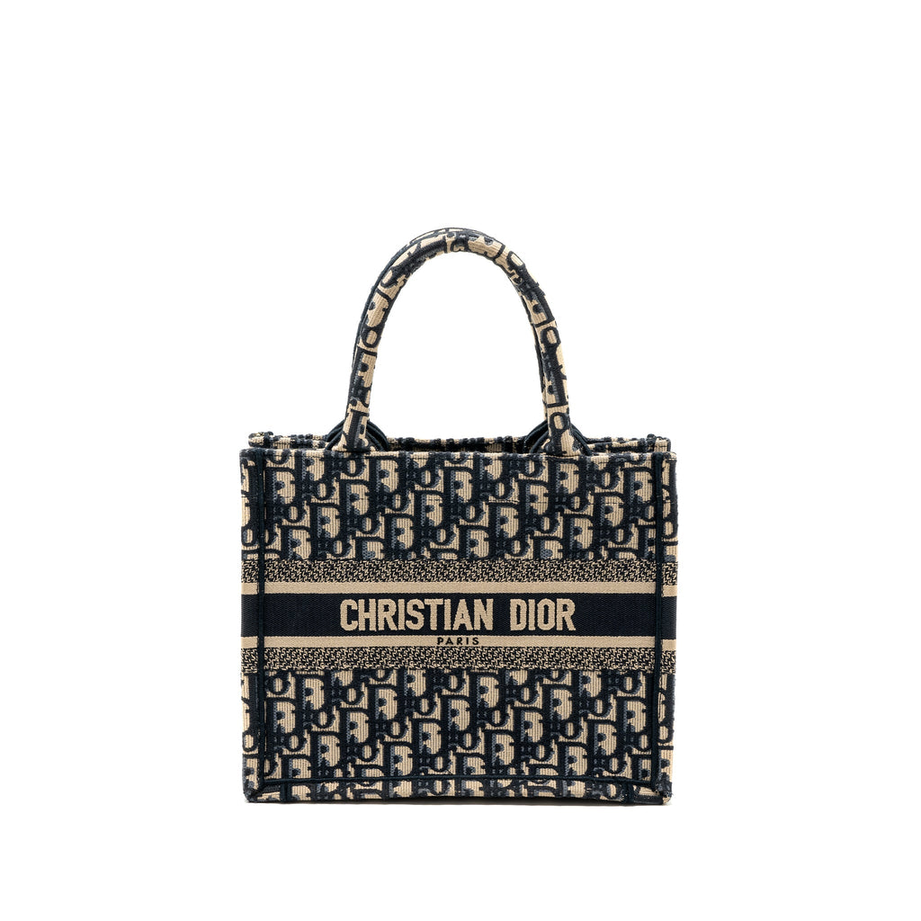 DIOR SMALL BOOK TOTE BLUE OBLIQUE JACQUARD EMBROIDERY