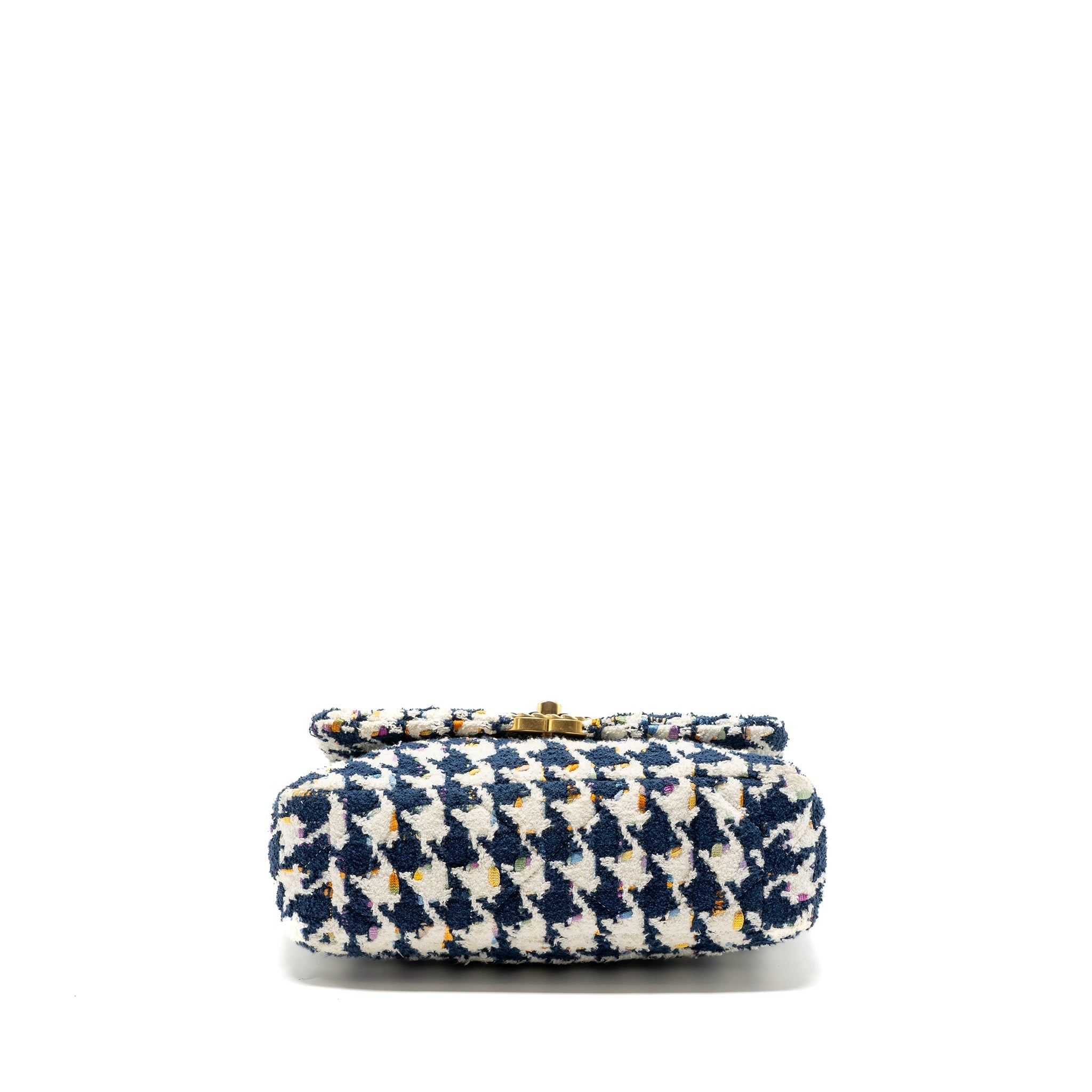 CHANEL SMALL 19 BAG FABRIC MULTICOLOUR BLUE / WHITE MULTICOLOUR HARDWARE