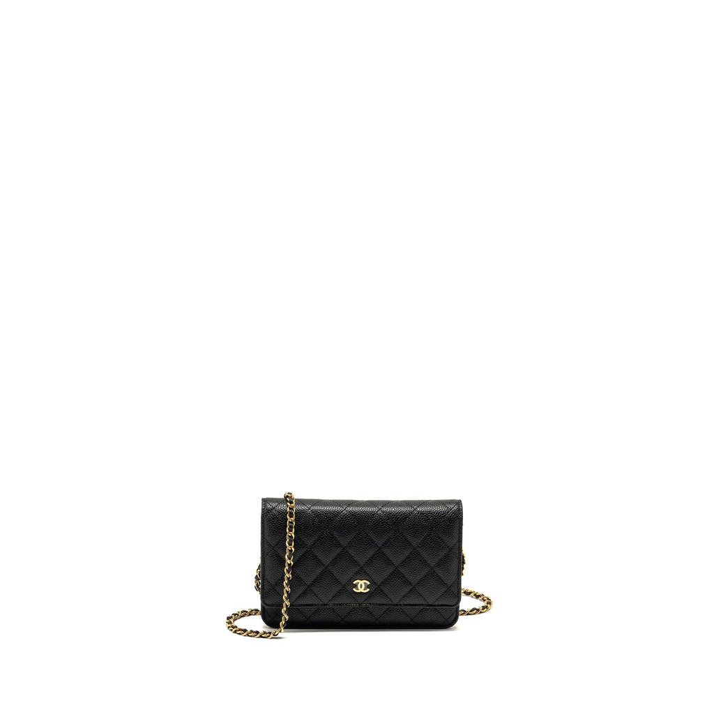 CHANEL CLASSIC WALLET ON CHAIN CAVIAR BLACK GHW (MICROCHIP)