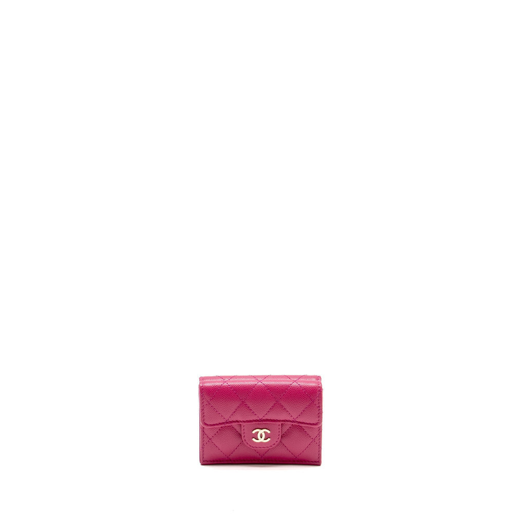 CHANEL MATELASSE BI-FOLD WALLET CAVIAR DARK PINK LGHW (MICROCHIP)