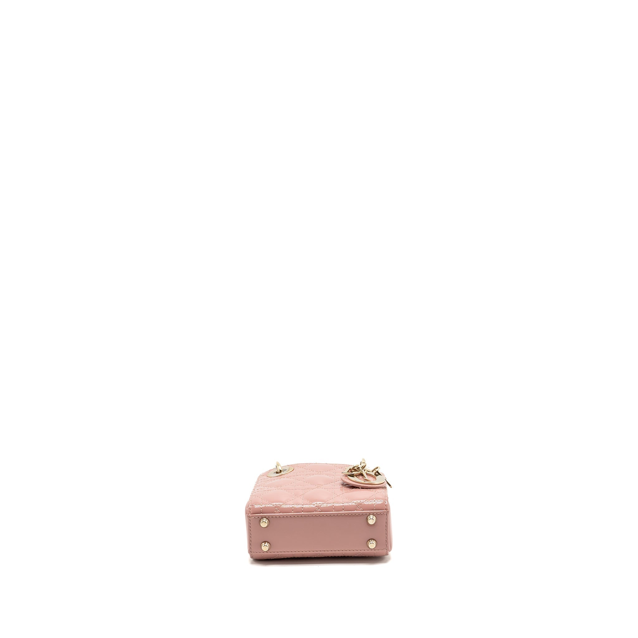 DIOR MICRO LADY DIOR PATENT LEATHER DARK PINK LGHW
