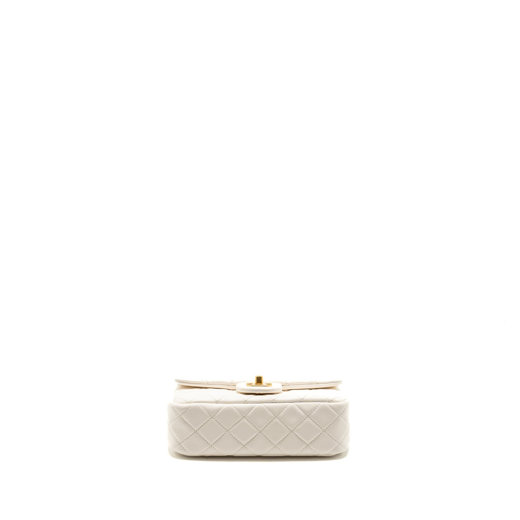 CHANEL PEARL CRUSH MINI RECTANGULAR FLAP BAG LAMBSKIN WHITE GHW(MICROCHIP)
