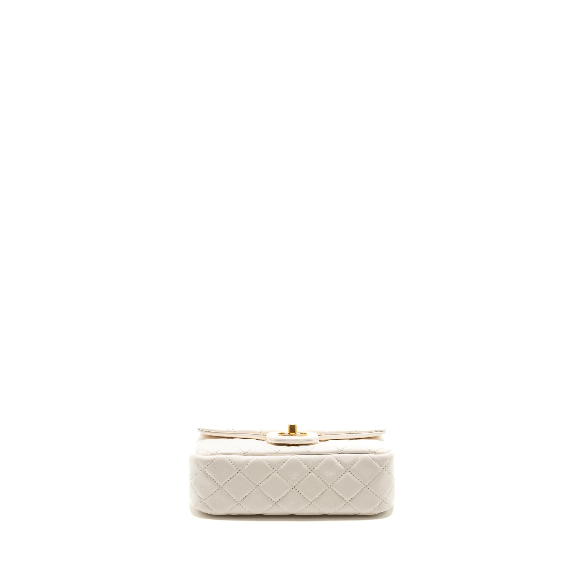CHANEL PEARL CRUSH MINI RECTANGULAR FLAP BAG LAMBSKIN WHITE GHW(MICROCHIP)