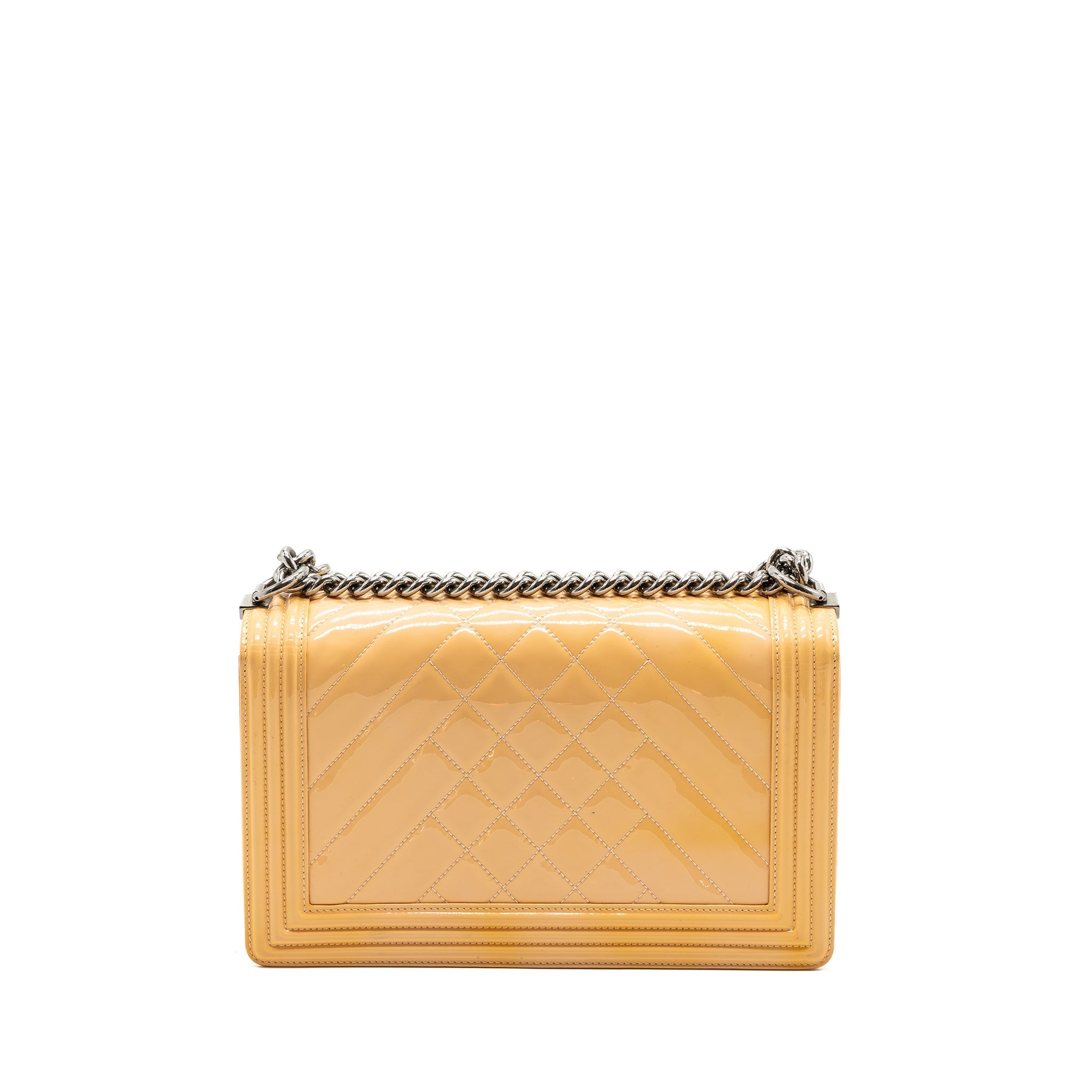 CHANEL NEW MEDIUM BOY BAG PATENT PINK SHW