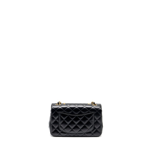 CHANEL MINI RECTANGULAR FLAP BAG CHARMS LIMITED EDITION LAMBSKIN BLACK SILVER/GOLD HARDWARE