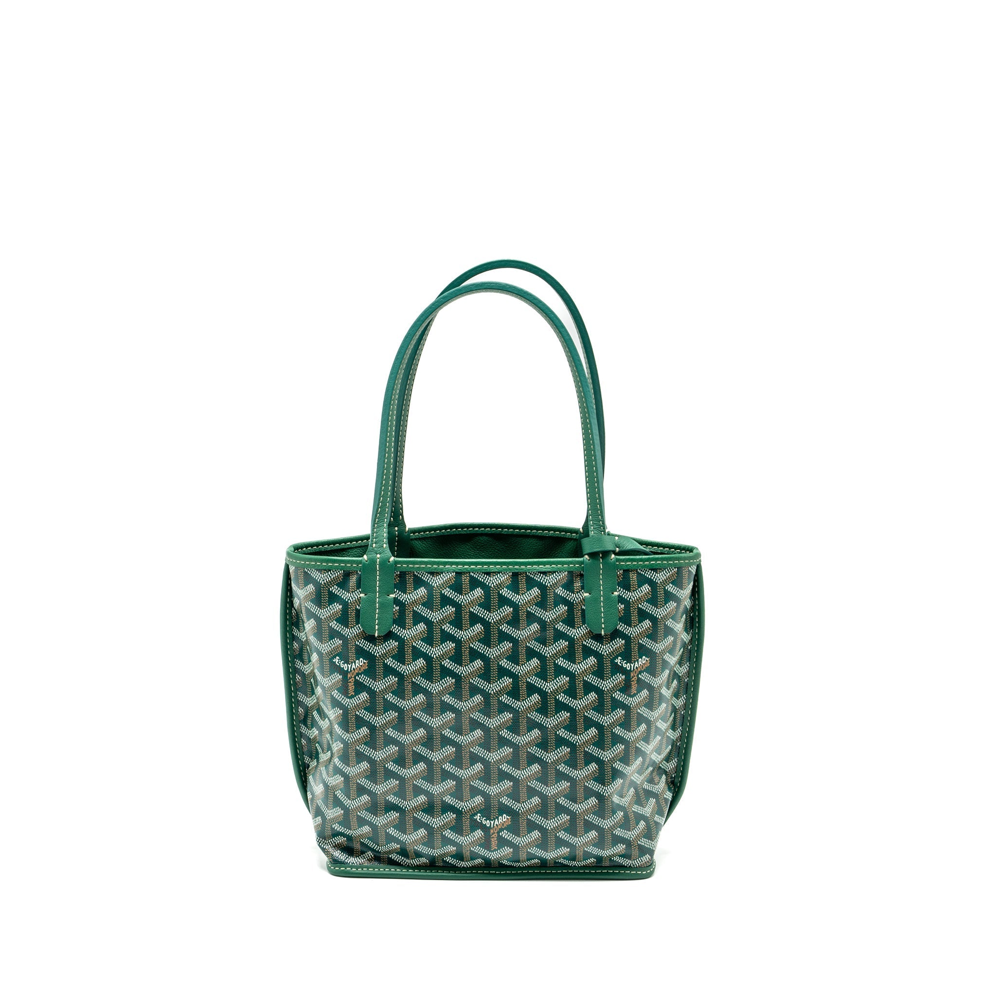 GOYARD MINI ANJOU TOTE BAG GOYARDLINE CANVAS/LEATHER GREEN SHW