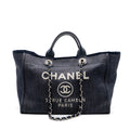 CHANEL DEAUVILLE TOTE BAG CANVAS BLUE DENIM SHW