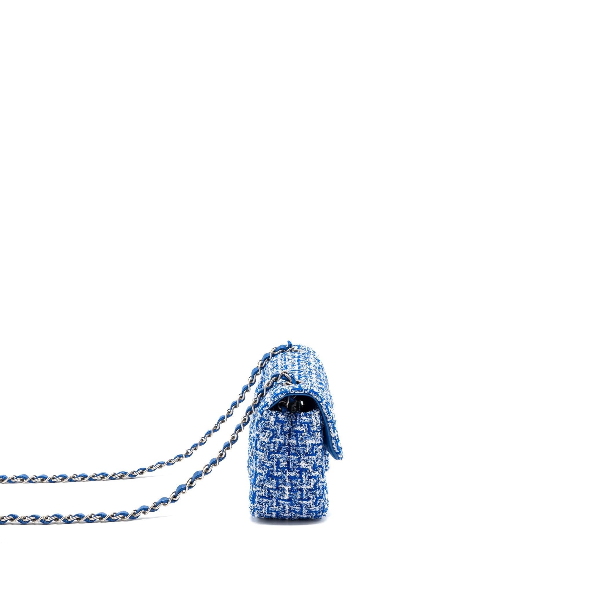 CHANEL MINI RECTANGULAR FLAP TWEED BLUE / MULTICOLOUR SHW (MICROCHIP)