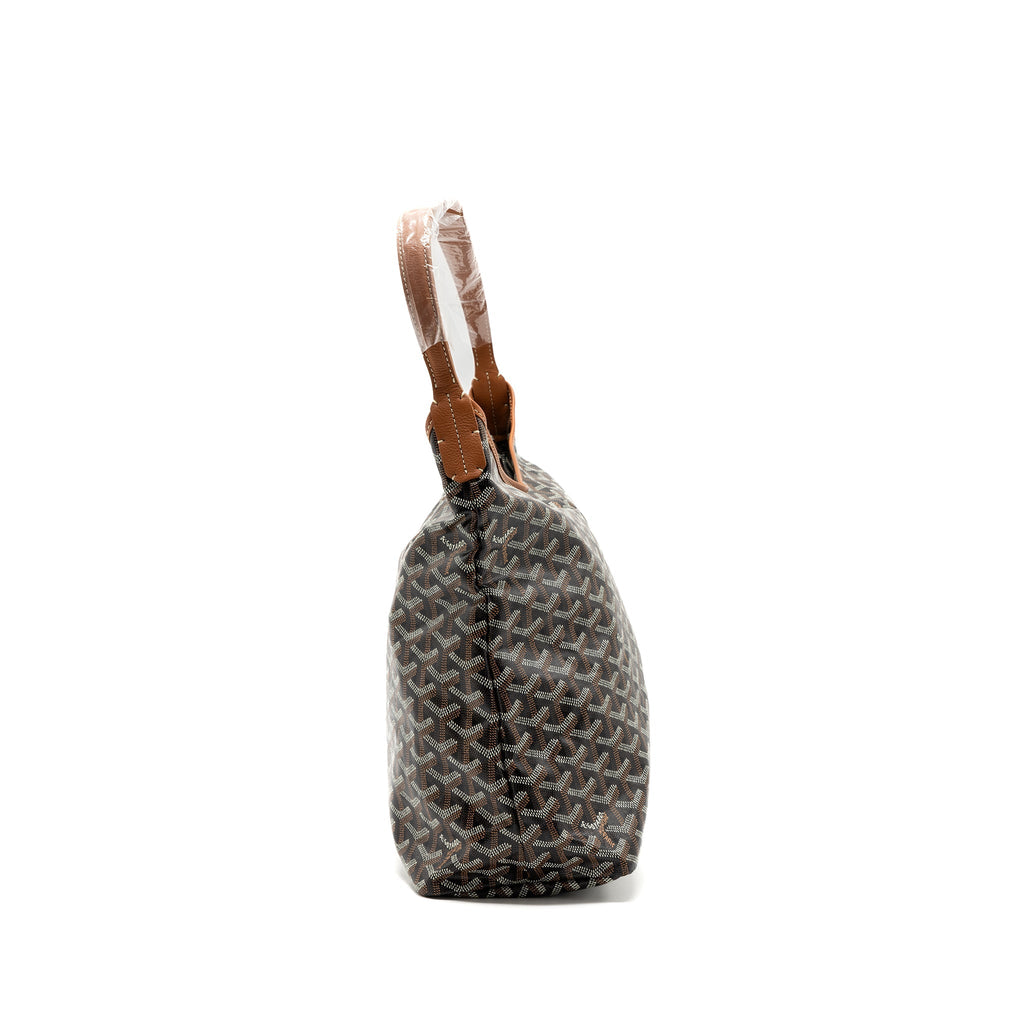 GOYARD BOHEME HOBO BAG CANVAS/ CALFSKIN BLACK/ TAN SHW WITH NECESSAIRE BAG ECRU
