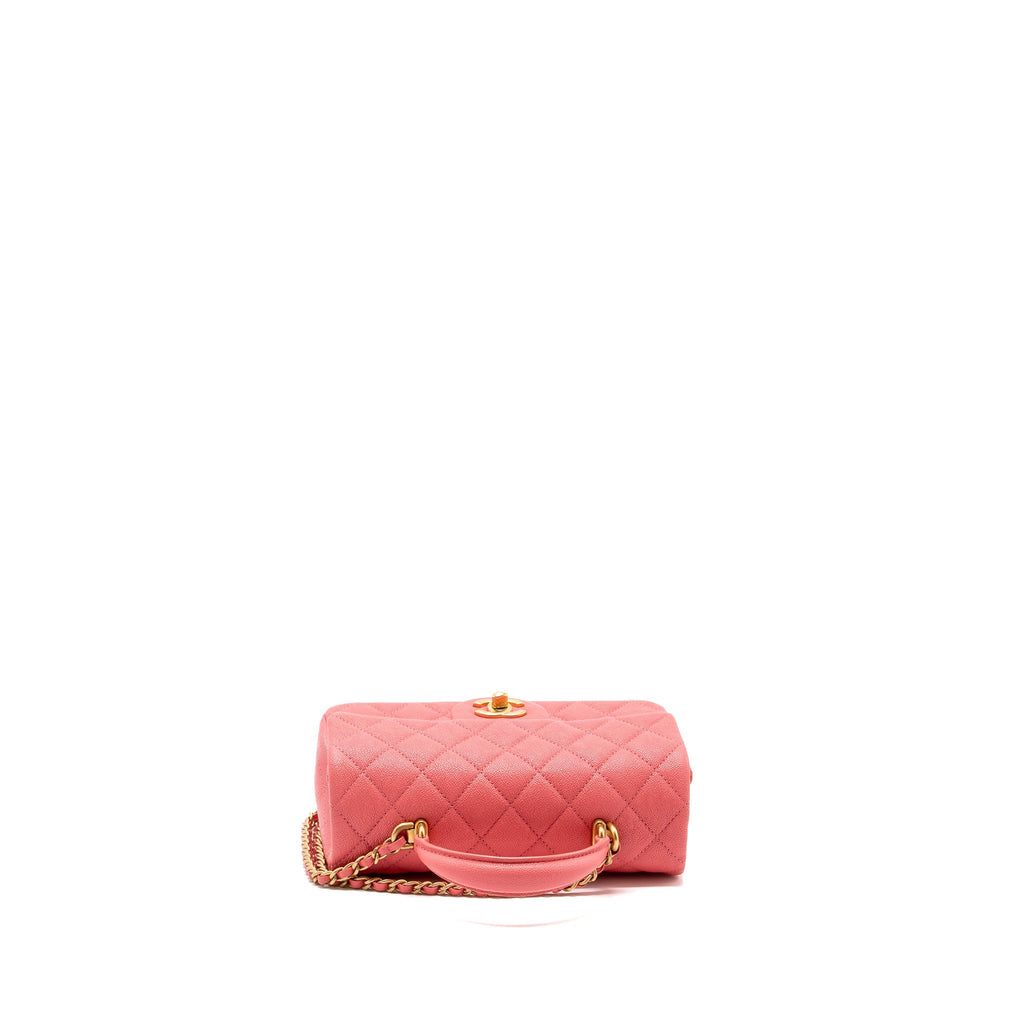 CHANEL TOP HANDLE MINI RECTANGULAR FLAP BAG CAVIAR PINK GHW