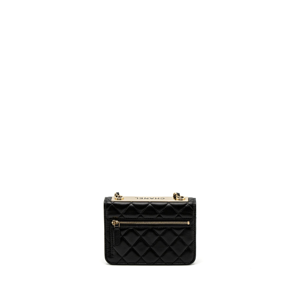 CHANEL MINI TRENDY CC WALLET ON CHAIN LAMBSKIN BLACK LGHW (MICROCHIP)