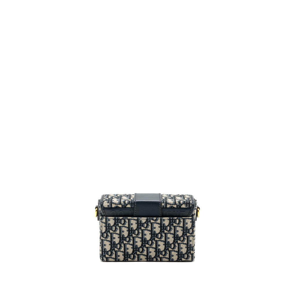 DIOR MINI 30 MONTAIGNE BOX BAG CANVAS / CALFSKIN BLUE OBLIQUE JACQUARD GHW