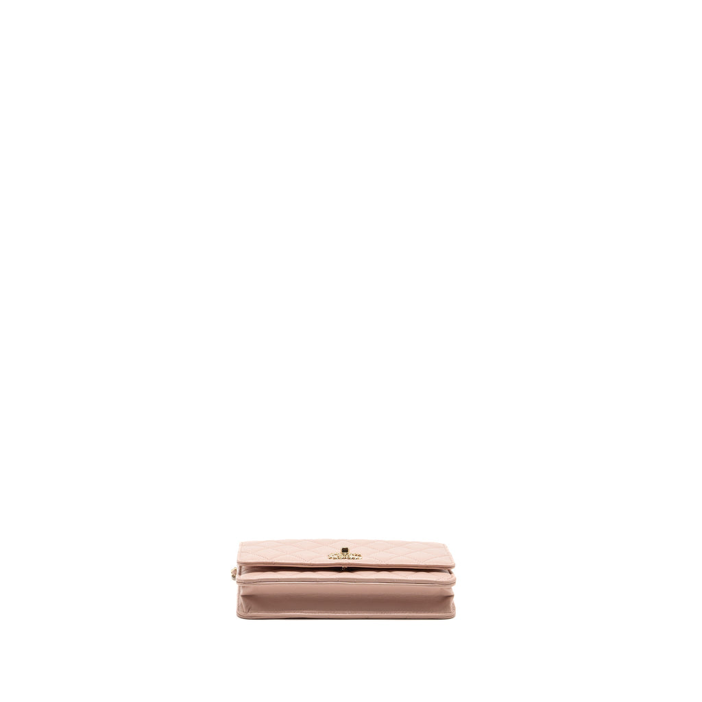CHANEL TRENDY CC QUILTED WALLET ON CHAIN LAMBSKIN LIGHT PINK LGHW (MICROCHIP)