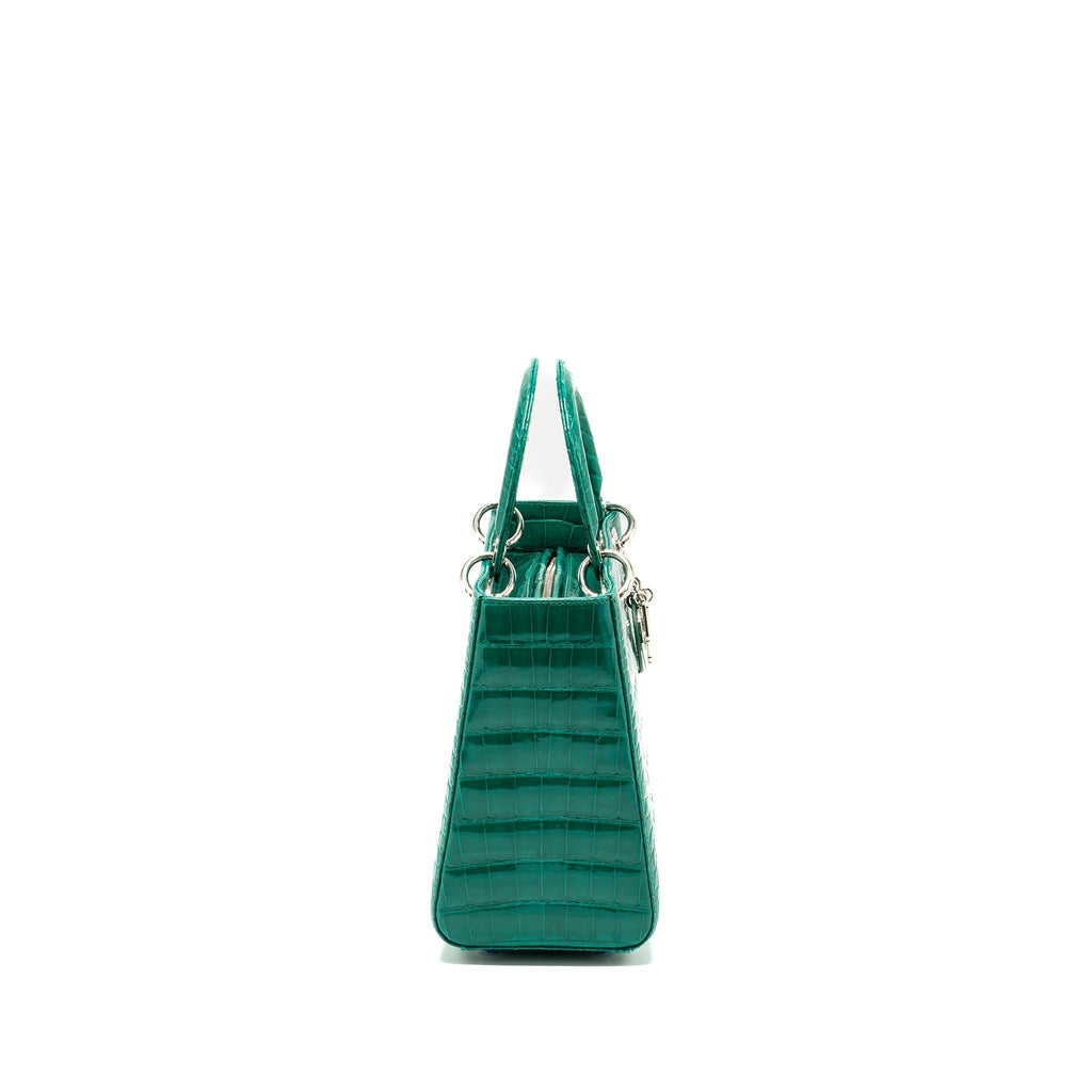 DIOR MEDIUM LADY DIOR CROCODILE GREEN SHW WITH CRYSTAL