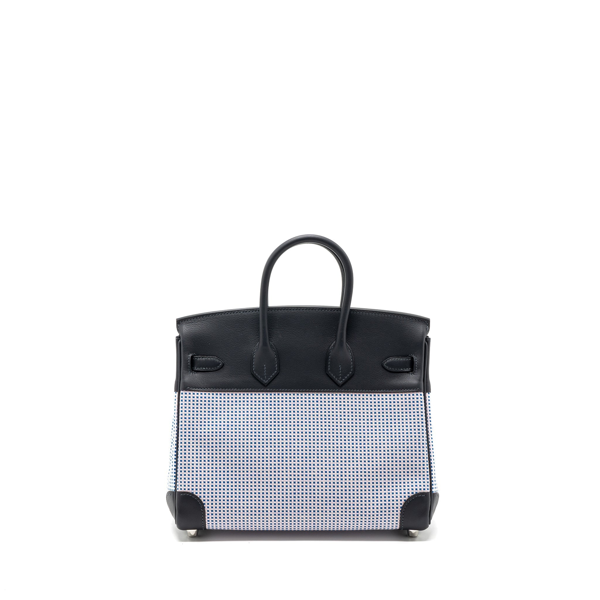 HERMES BIRKIN 25 TOILE QUADRILLE/SWIFT ECRU MAUVE/BLEU BILL/CABAN SHW