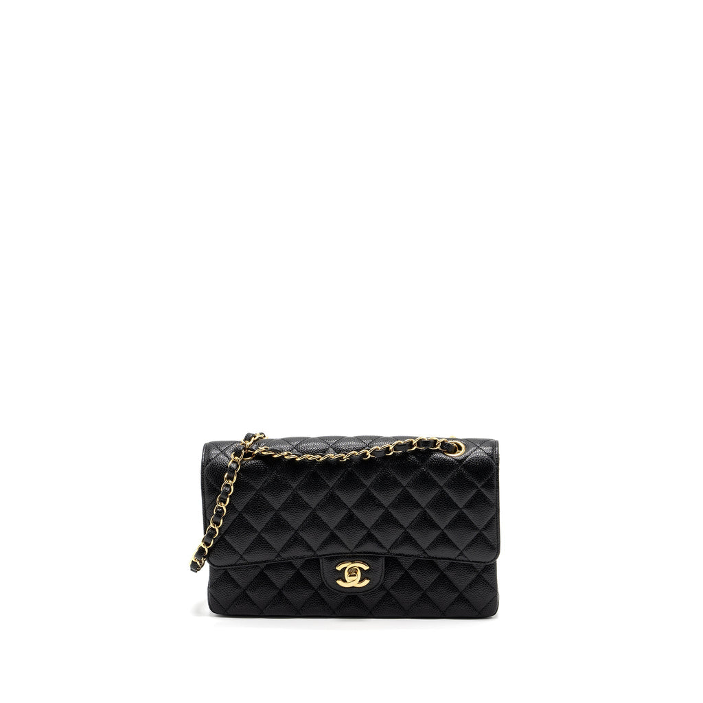 CHANEL MEDIUM CLASSIC DOUBLE FLAP BAG CAVIAR BLACK GHW