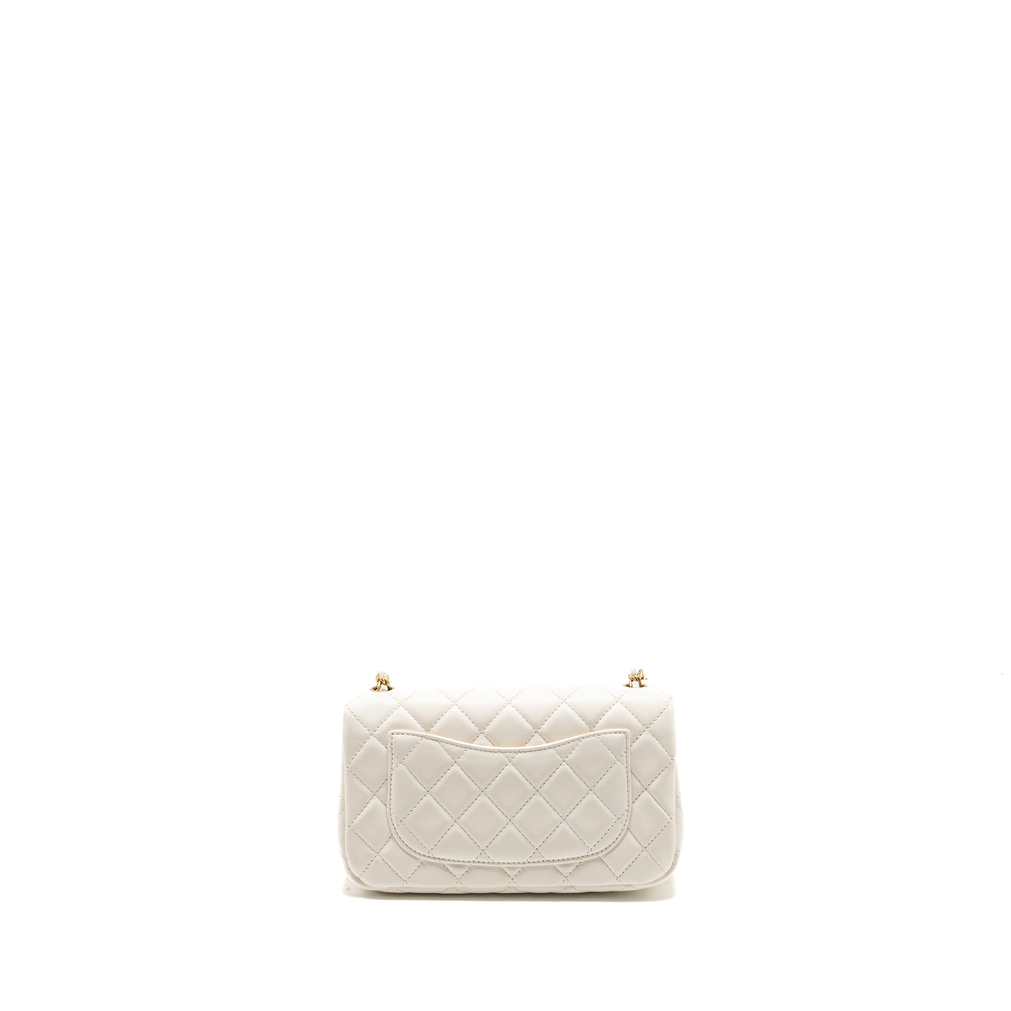 CHANEL PEARL CRUSH MINI RECTANGULAR FLAP BAG LAMBSKIN WHITE GHW(MICROCHIP)