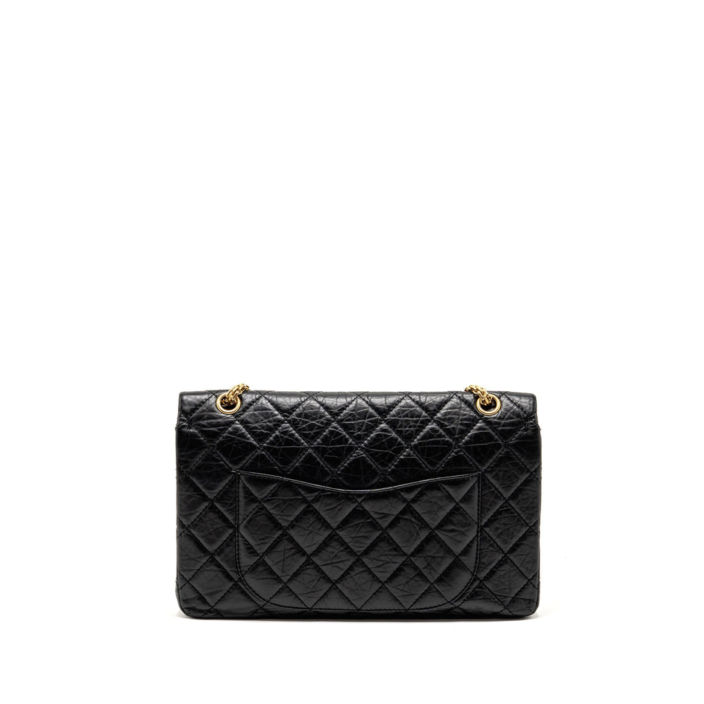 CHANEL 2.55 227 REISSUE DOUBLE FLAP BAG AGED CALFSKIN BLACK GHW