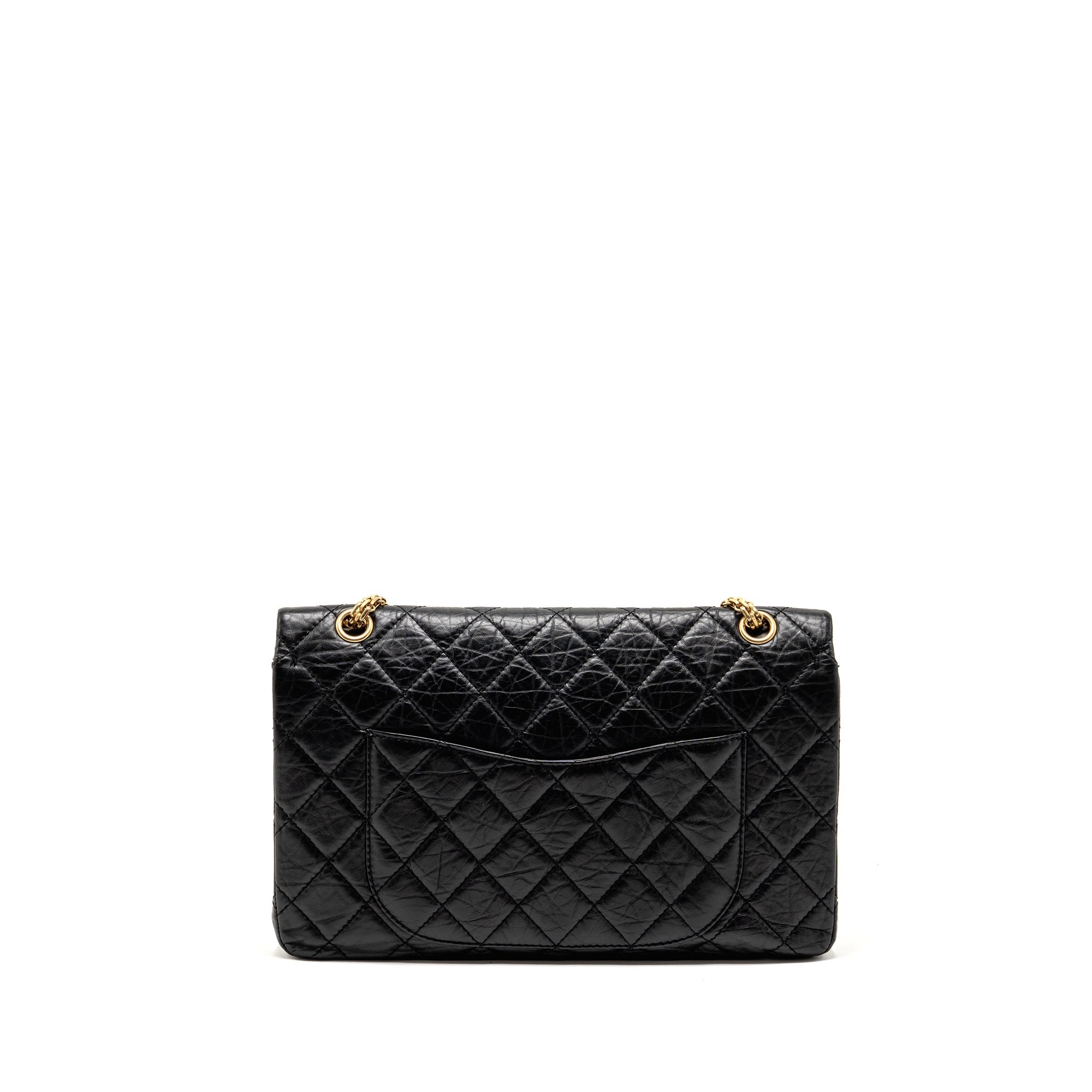 CHANEL 2.55 227 REISSUE DOUBLE FLAP BAG AGED CALFSKIN BLACK GHW