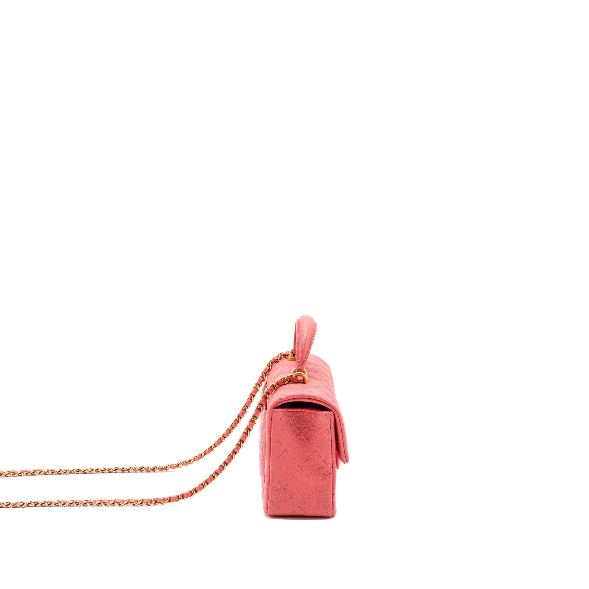 CHANEL TOP HANDLE MINI RECTANGULAR FLAP BAG CAVIAR PINK GHW