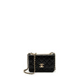 CHANEL MINI TRENDY CC WALLET ON CHAIN LAMBSKIN BLACK LGHW (MICROCHIP)
