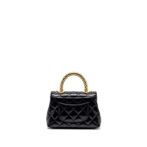CHANEL METAL TOP HANDLE COCO HANDLE MINI SHINY CALFSKIN BLACK GHW (MICROCHIP)