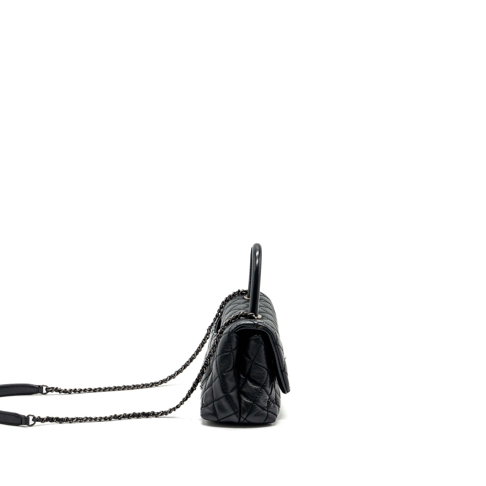 CHANEL SMALL COCO HANDLE CAVIAR BLACK RUTHENIUM HARDWARE