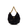 CHANEL DENIM GRAFFITI SHOULDER BAG BLACK GHW (MICROCHIP)