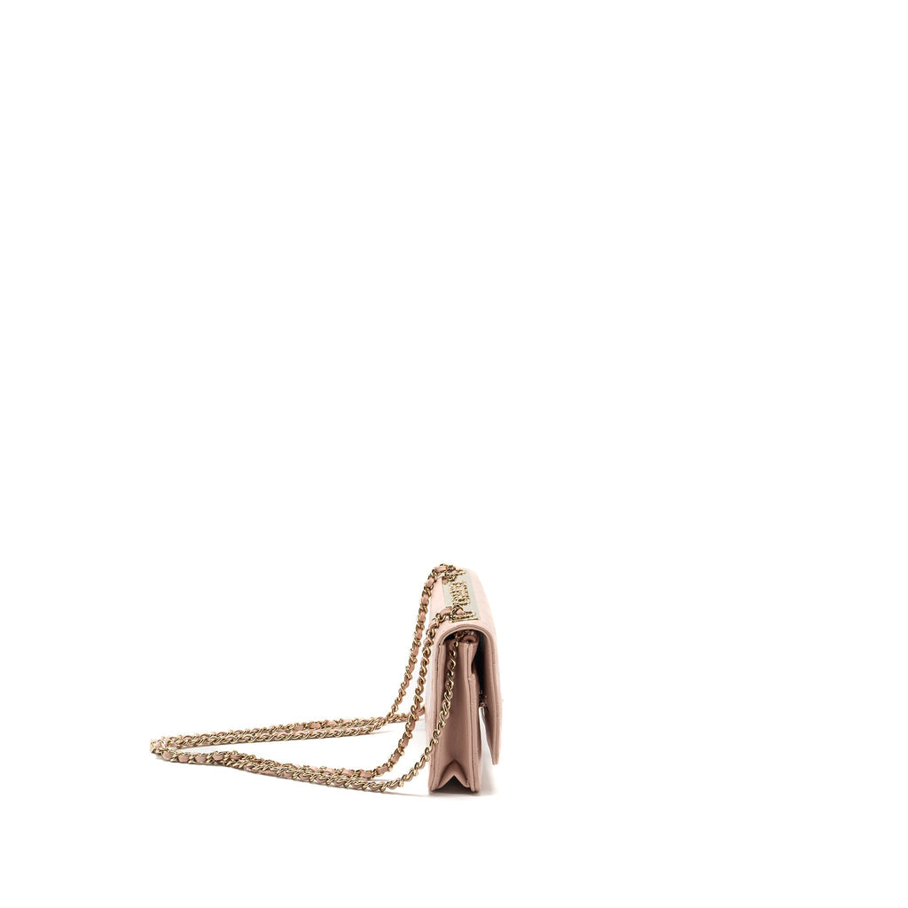CHANEL TRENDY CC QUILTED WALLET ON CHAIN LAMBSKIN LIGHT PINK LGHW (MICROCHIP)