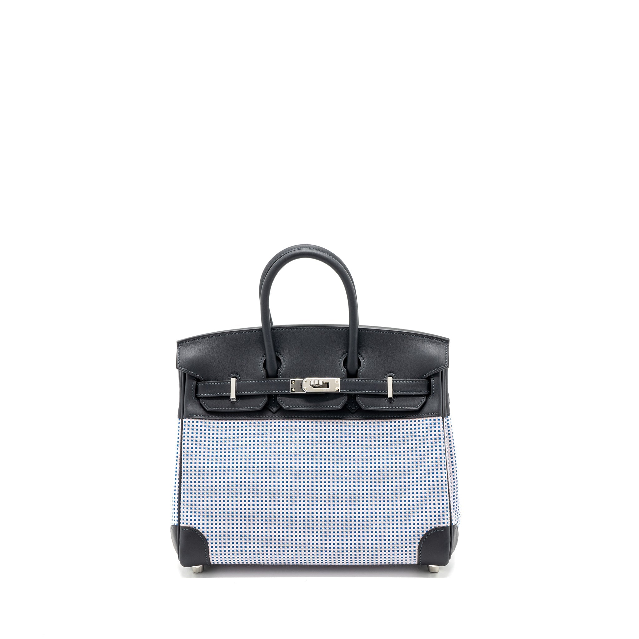 HERMES BIRKIN 25 TOILE QUADRILLE/SWIFT ECRU MAUVE/BLEU BILL/CABAN SHW