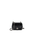 CHANEL CLASSIC MINI SQUARE FLAP BAG PATENT BLACK SHW