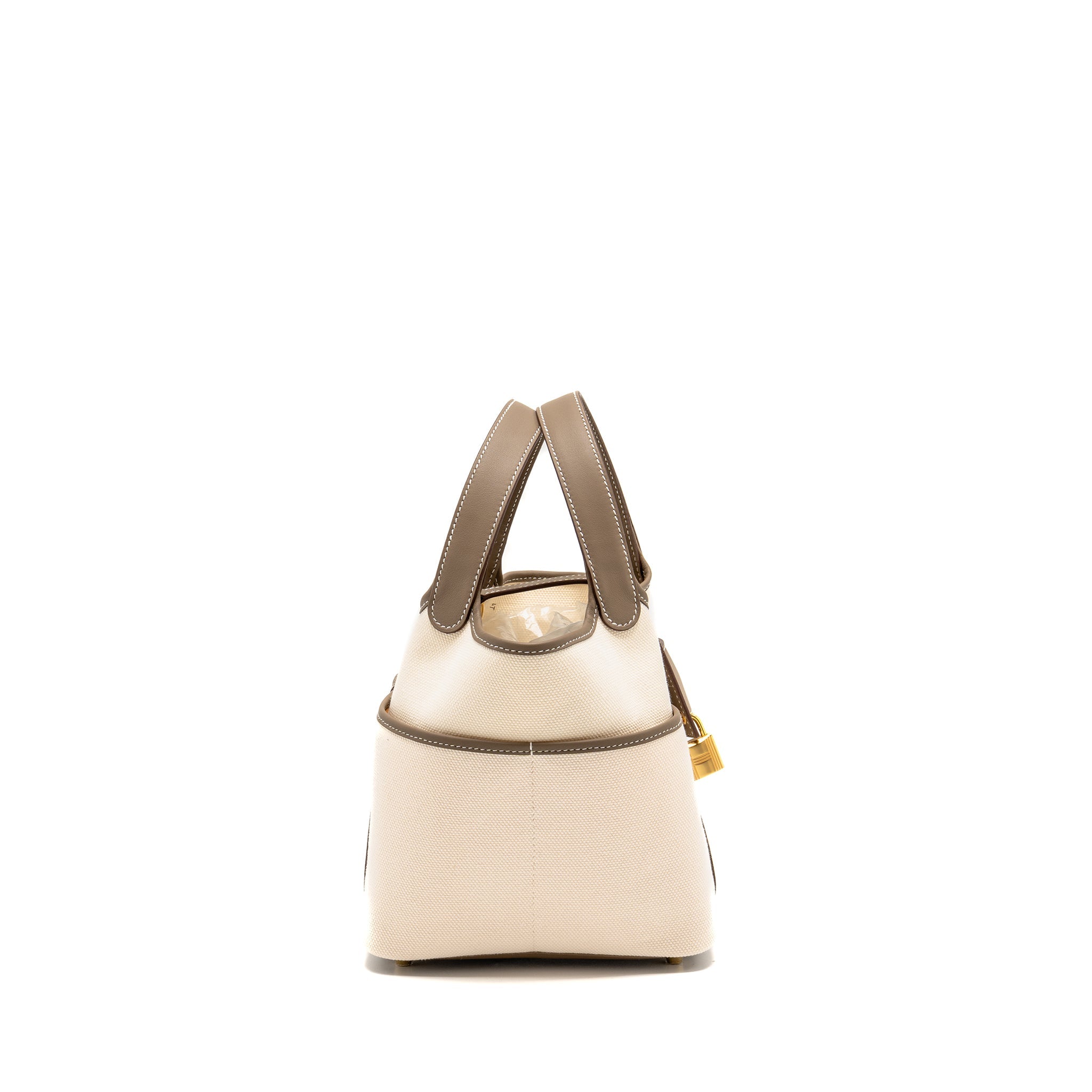 HERMES CARGO PICOTIN 18 LOCK BAG CANVAS/SWIFT ECRU/ETOUPE GHW