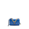 CHANEL 19 WALLET ON CHAIN LAMBSKIN BLUE MULTICOLOUR HARDWARE
