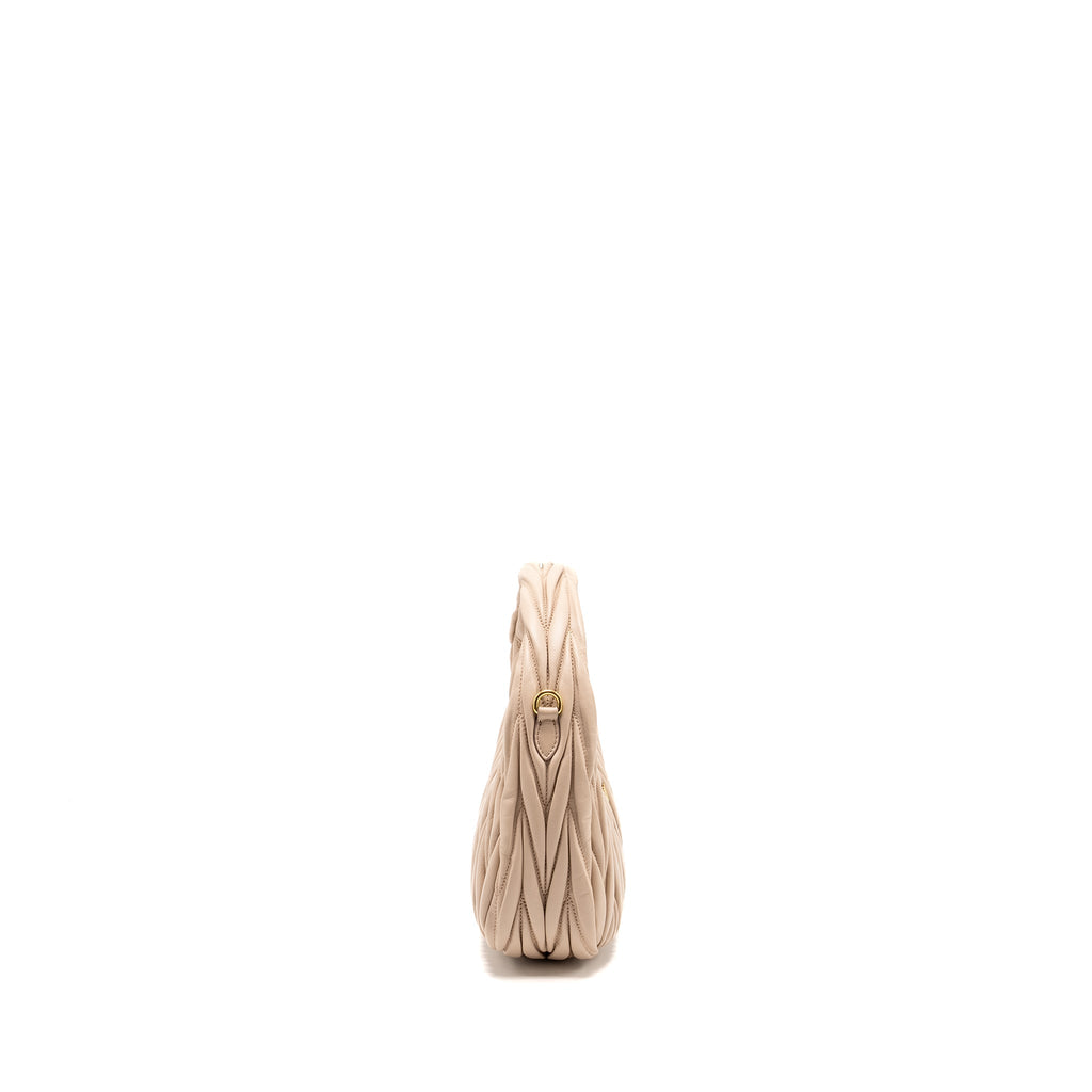 MIUMIU WANDER MATELASSE HOBO BAG NAPPA LAMBSKIN BEIGE GHW