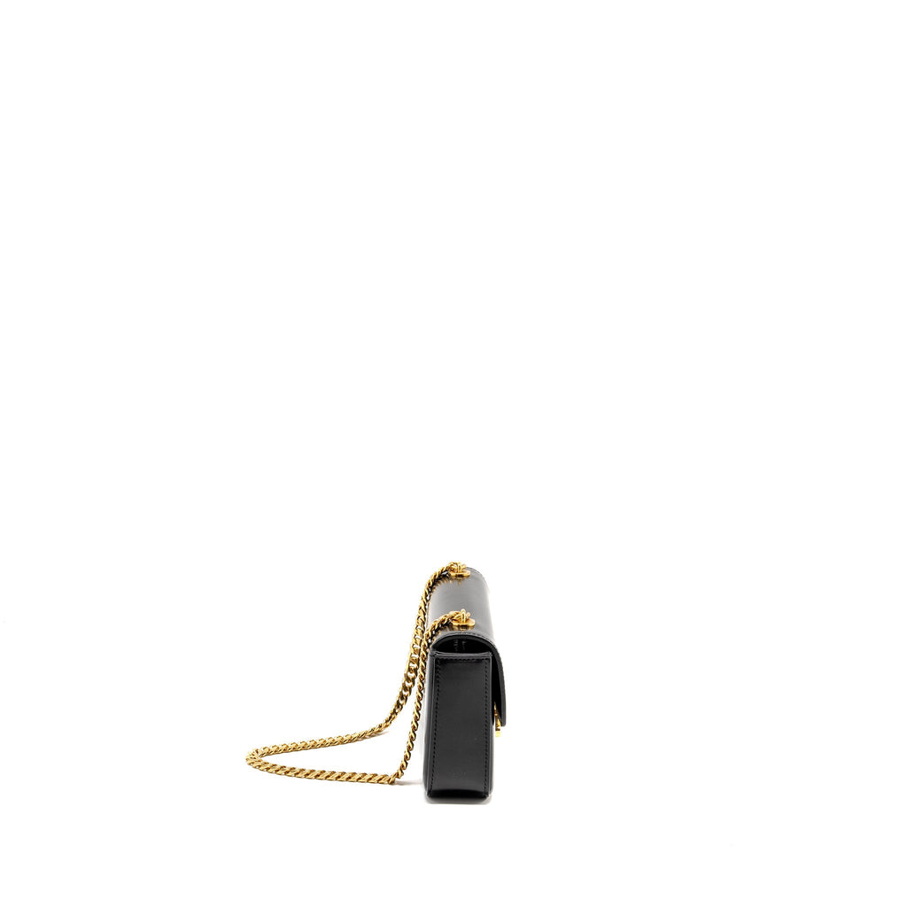 CELINE TRIOMPHE CHAIN SHOULDER BAG SHINY CALFSKIN BLACK GHW