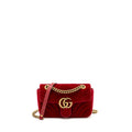 GUCCI SMALL GG MARMONT BAG VELVET RED GHW