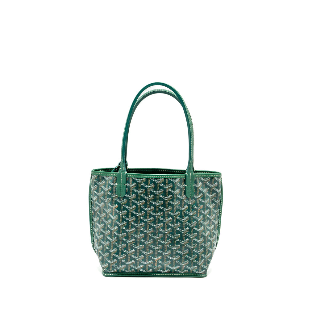 GOYARD MINI ANJOU TOTE BAG GOYARDLINE CANVAS/LEATHER GREEN SHW