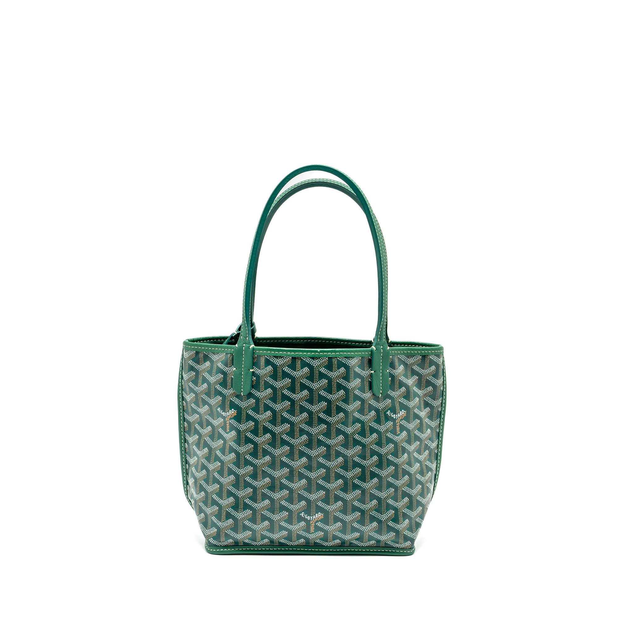 GOYARD MINI ANJOU TOTE BAG GOYARDLINE CANVAS/LEATHER GREEN SHW