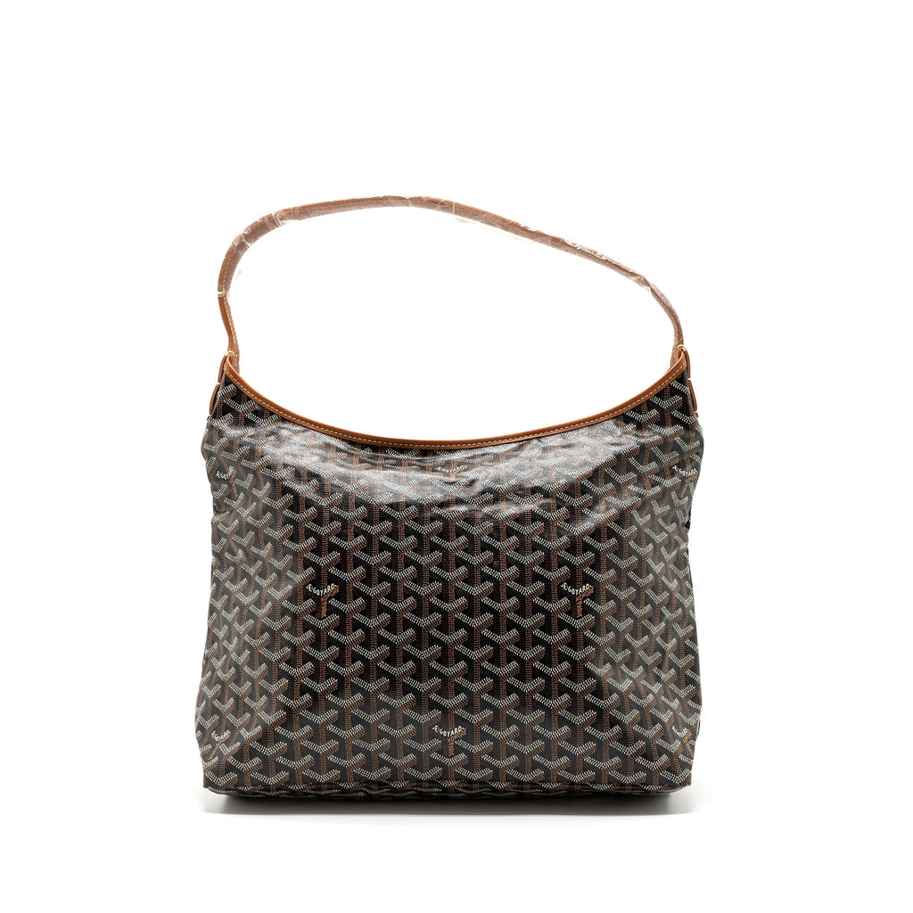 GOYARD BOHEME HOBO BAG CANVAS/ CALFSKIN BLACK/ TAN SHW WITH NECESSAIRE BAG ECRU