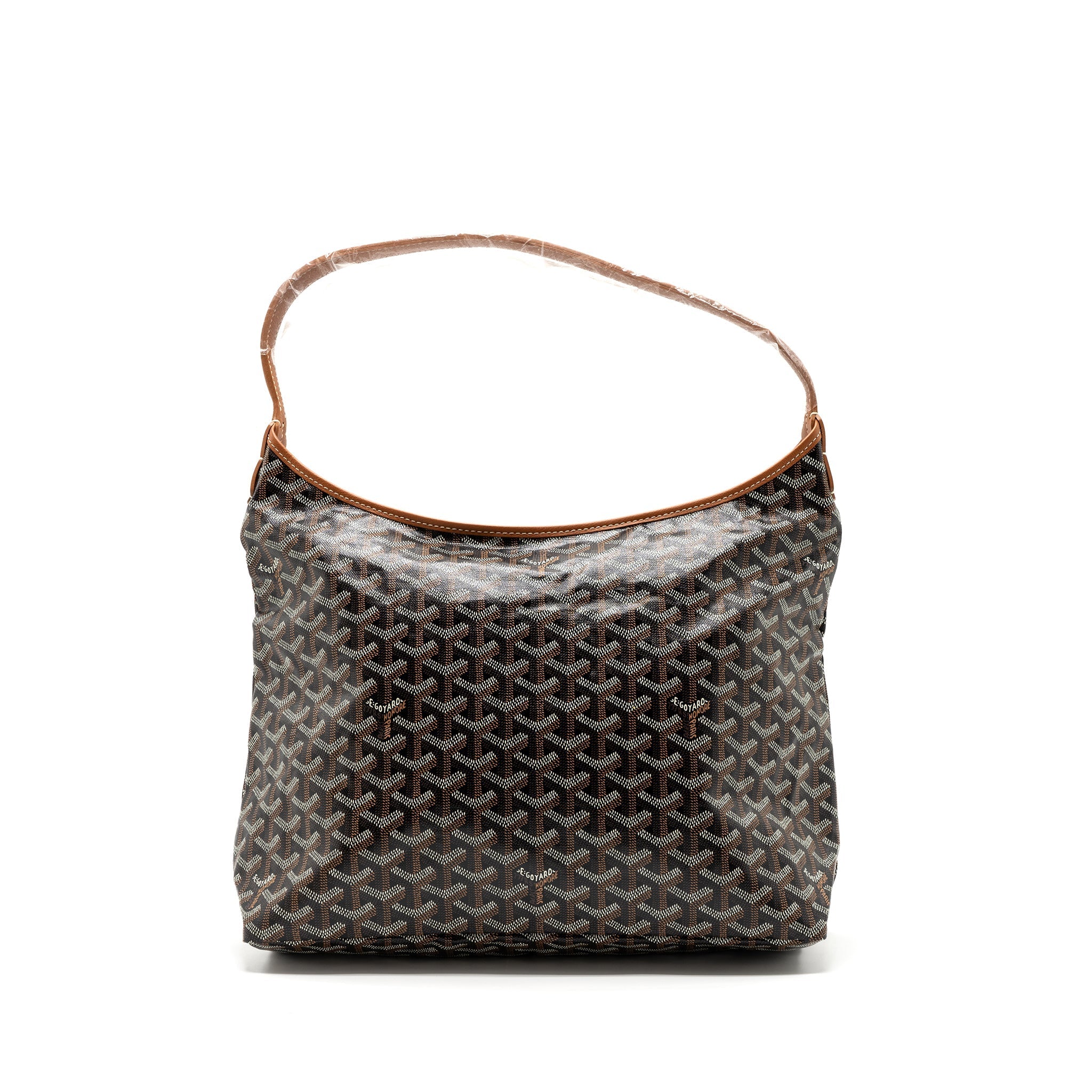 GOYARD BOHEME HOBO BAG CANVAS/ CALFSKIN BLACK/ TAN SHW WITH NECESSAIRE BAG ECRU