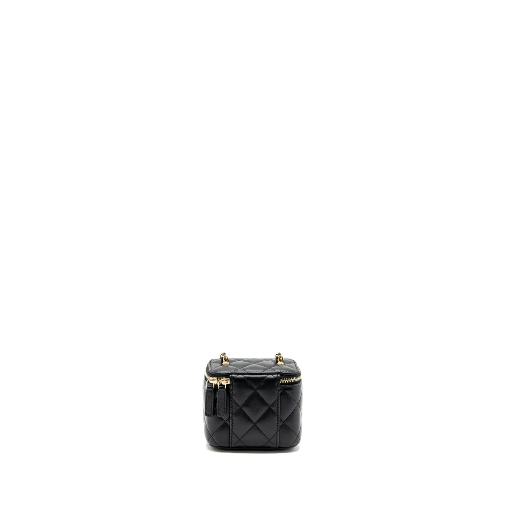 CHANEL PEARL CRUSH MINI VANITY CASE LAMBSKIN BLACK GHW (MICROCHIP)