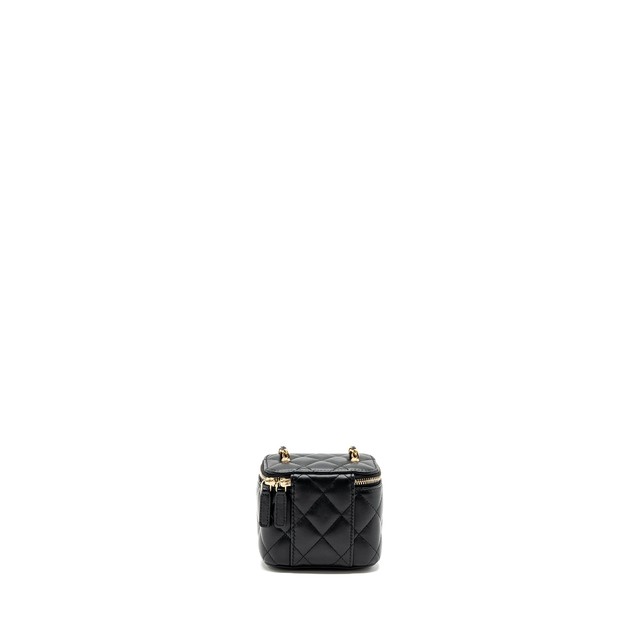 CHANEL PEARL CRUSH MINI VANITY CASE LAMBSKIN BLACK GHW (MICROCHIP)