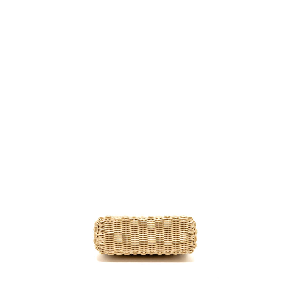 LORO PIANA EXTRA POCKET L19 EAST-WEST RAFFIA OSTRICH WHITE GHW