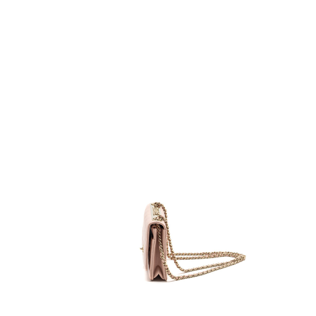 CHANEL TRENDY CC QUILTED WALLET ON CHAIN LAMBSKIN LIGHT PINK LGHW (MICROCHIP)