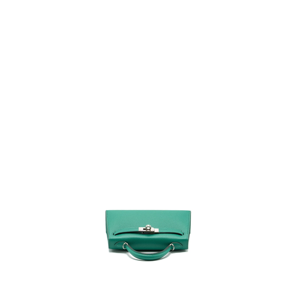 HERMES MINI KELLY EPSOM WOOLY STRAP VERT JADE/ BLUE PARADIS-SAPHIR SHW