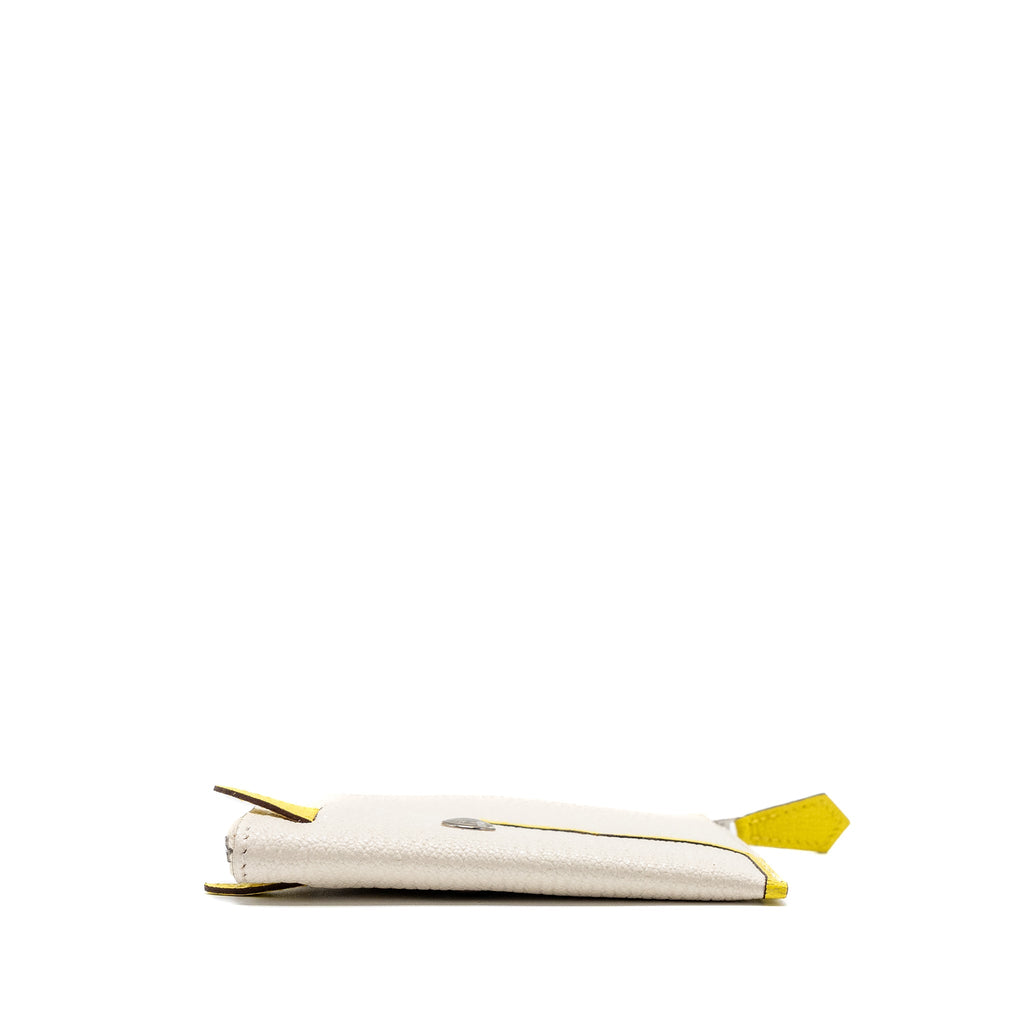 HERMES PADDOCK CHANGE PURSE CHEVRE MYSORE NATA/JAUNE CITRON SHW